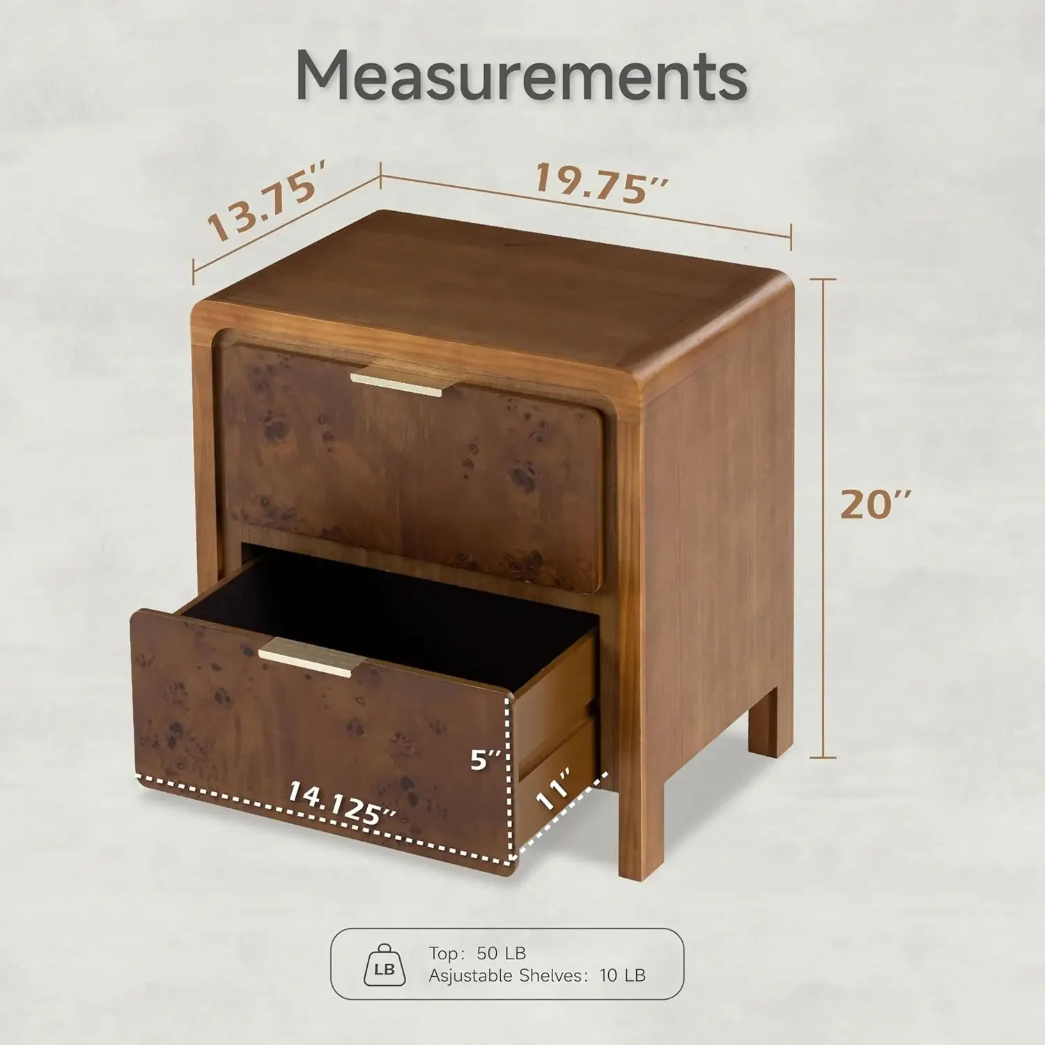 [عرض لفترة محدودة، تصفية! ]منضدة المزرعة مع درجين، طاولة بجانب السرير مصنوعة من الخشب الريفي المتعثر، جانب لمسة نهائية من الضفيرة