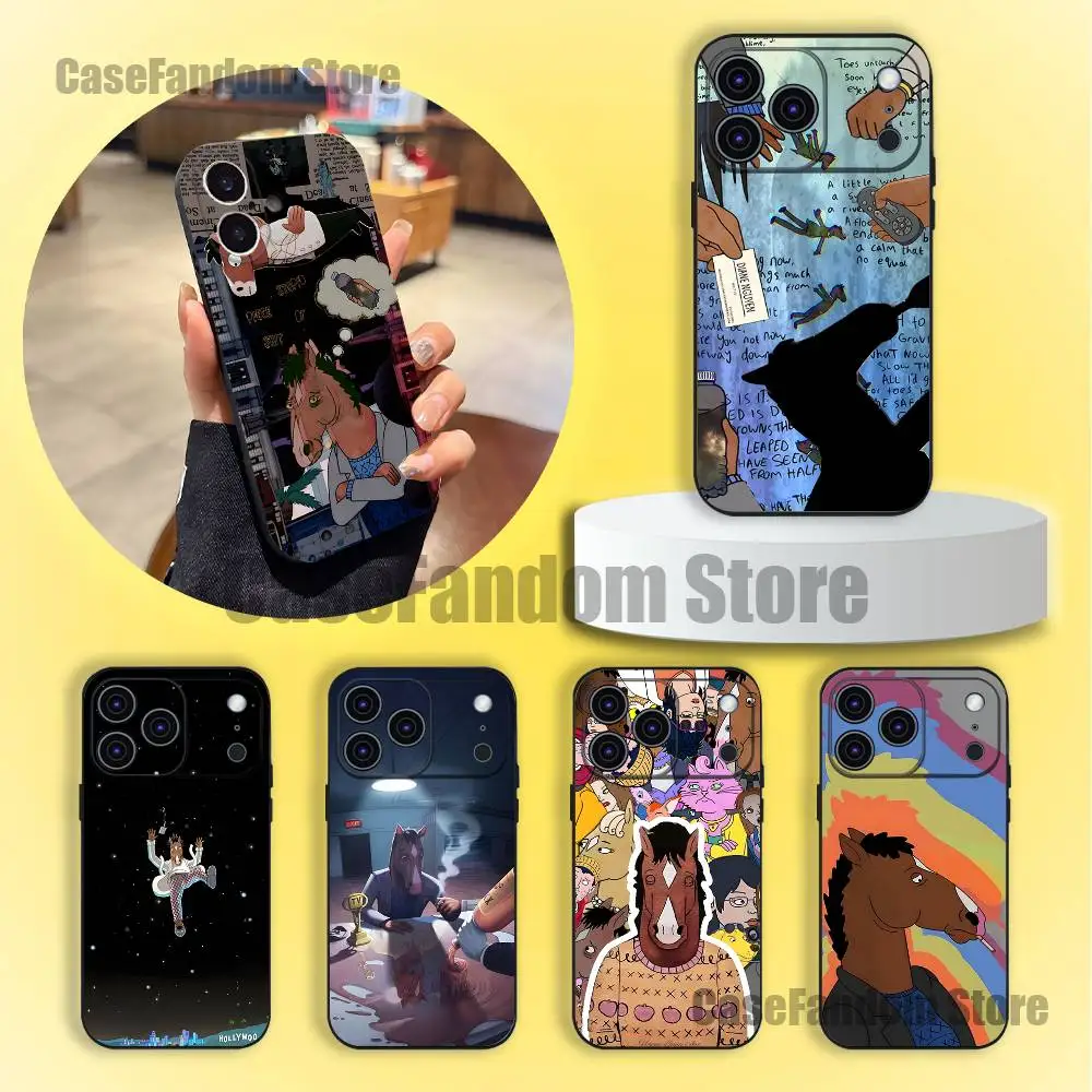 

B-BoJack H-Horseman Phone Case For iPhone 17,16,15,14,13,12,11,Pro,Max,Plus Black Soft Cover