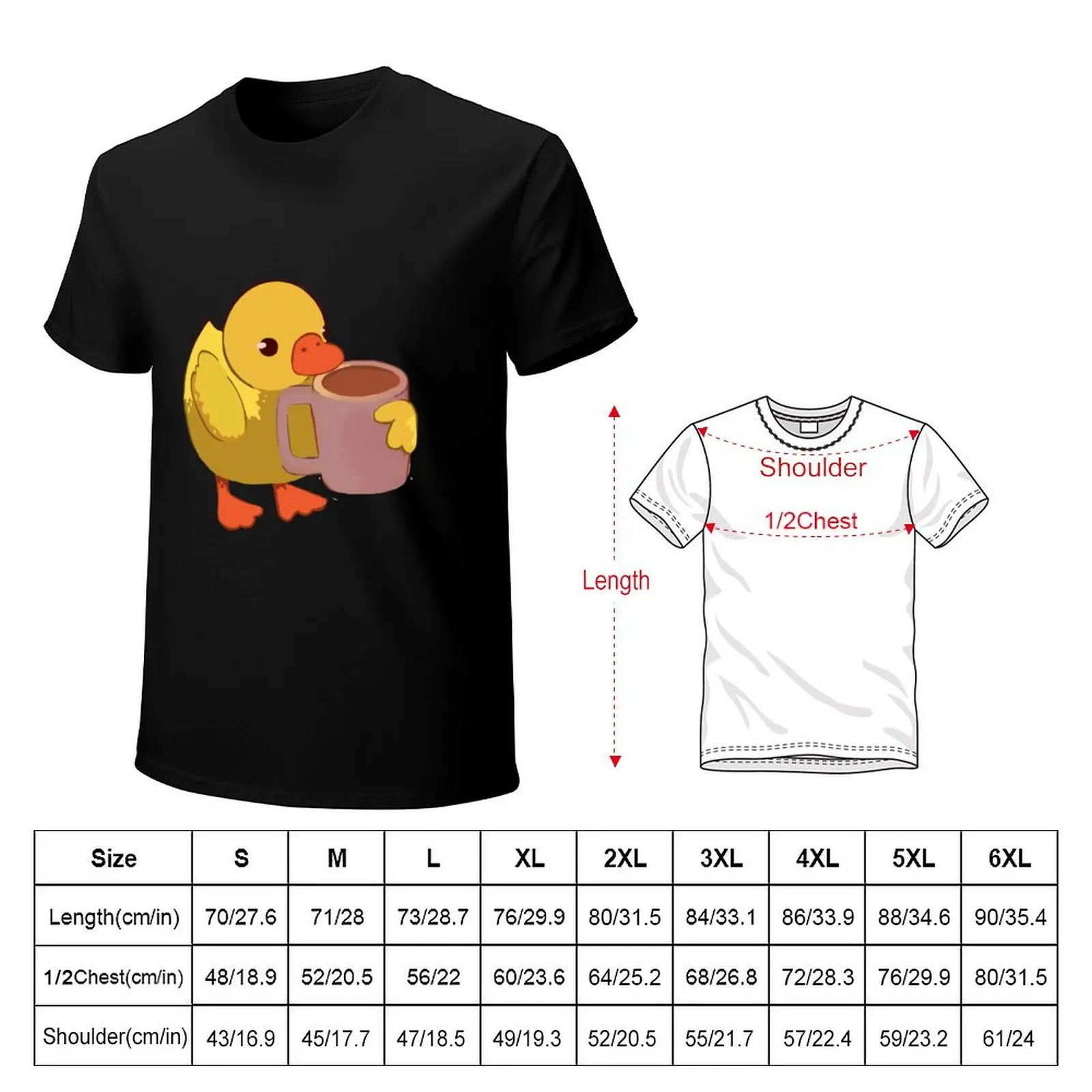 Baby duck with cup of coffee T-Shirt Casual Simple Design Short Sleeve Shirt