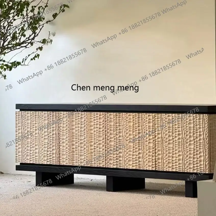 

Medieval solid wood dining side cabinet Italian simple retro high style, surprising side, locker