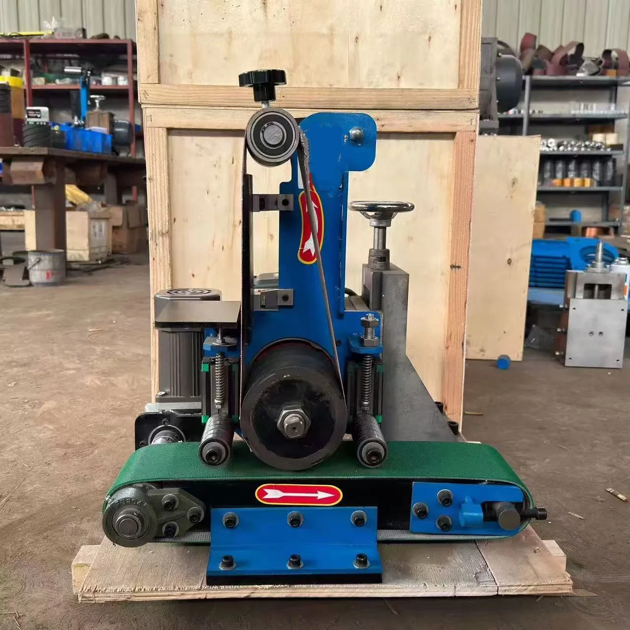 Automatic Stainless Steel Motorized 100mm double station Sand Plane Drawing Polishing Machine Grinding Derusting Deburring Belt