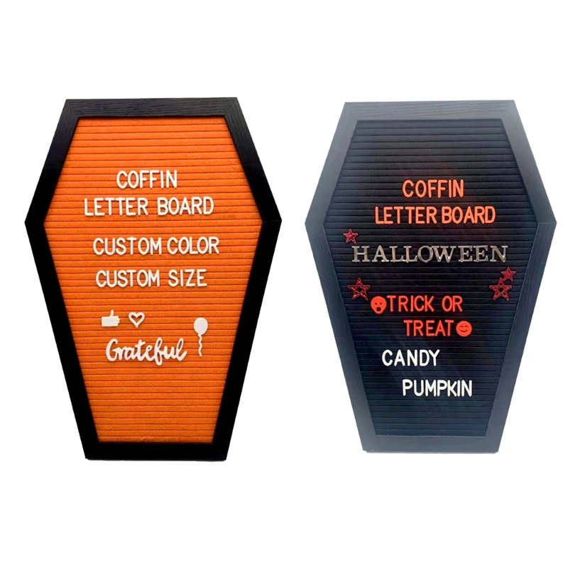 Coffin Letter Board Halloween Decorations Gothic Message Board Felt Letter Board with Letters for Halloween Party