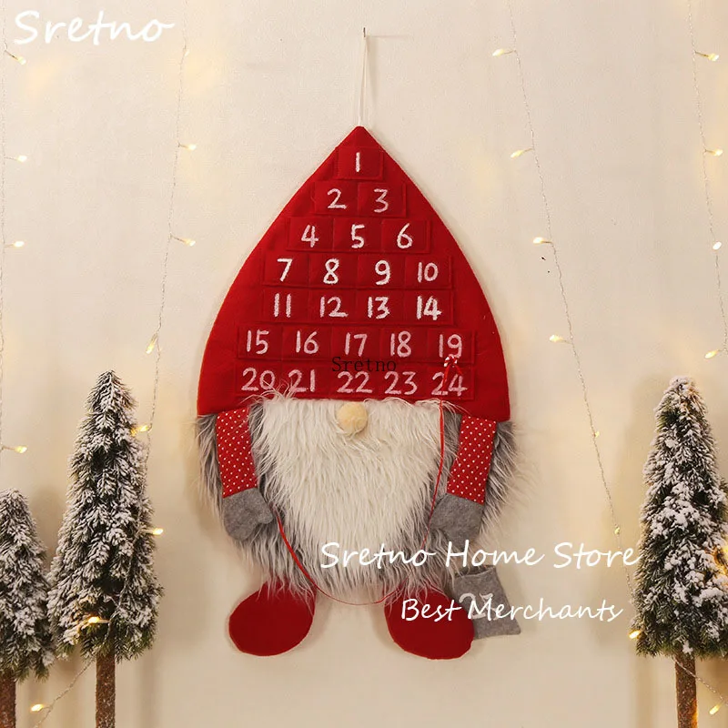 

SRETNO 1-Piece Christmas Advent Calendars 2025 Red Long Bearded Old Man Calendar Christmas Countdown Calendar Home Decorations