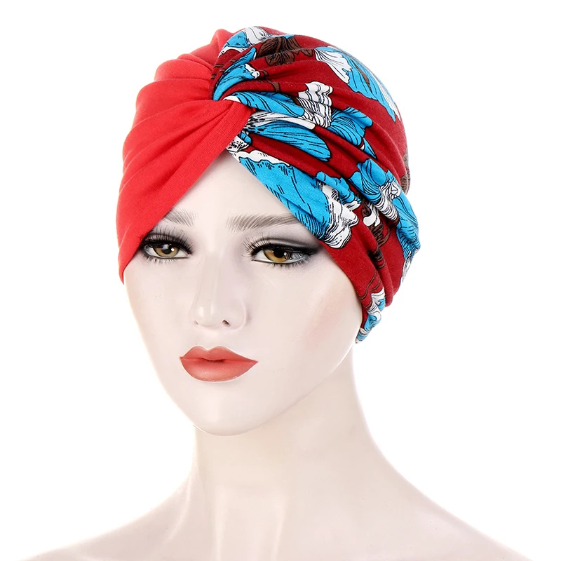 

Colorful Folding Cross Knotted Muslim Turban Hat Inner Hijab Caps Islamic Underscarf Bonnet India Hat Female Turbante Mujer Hot