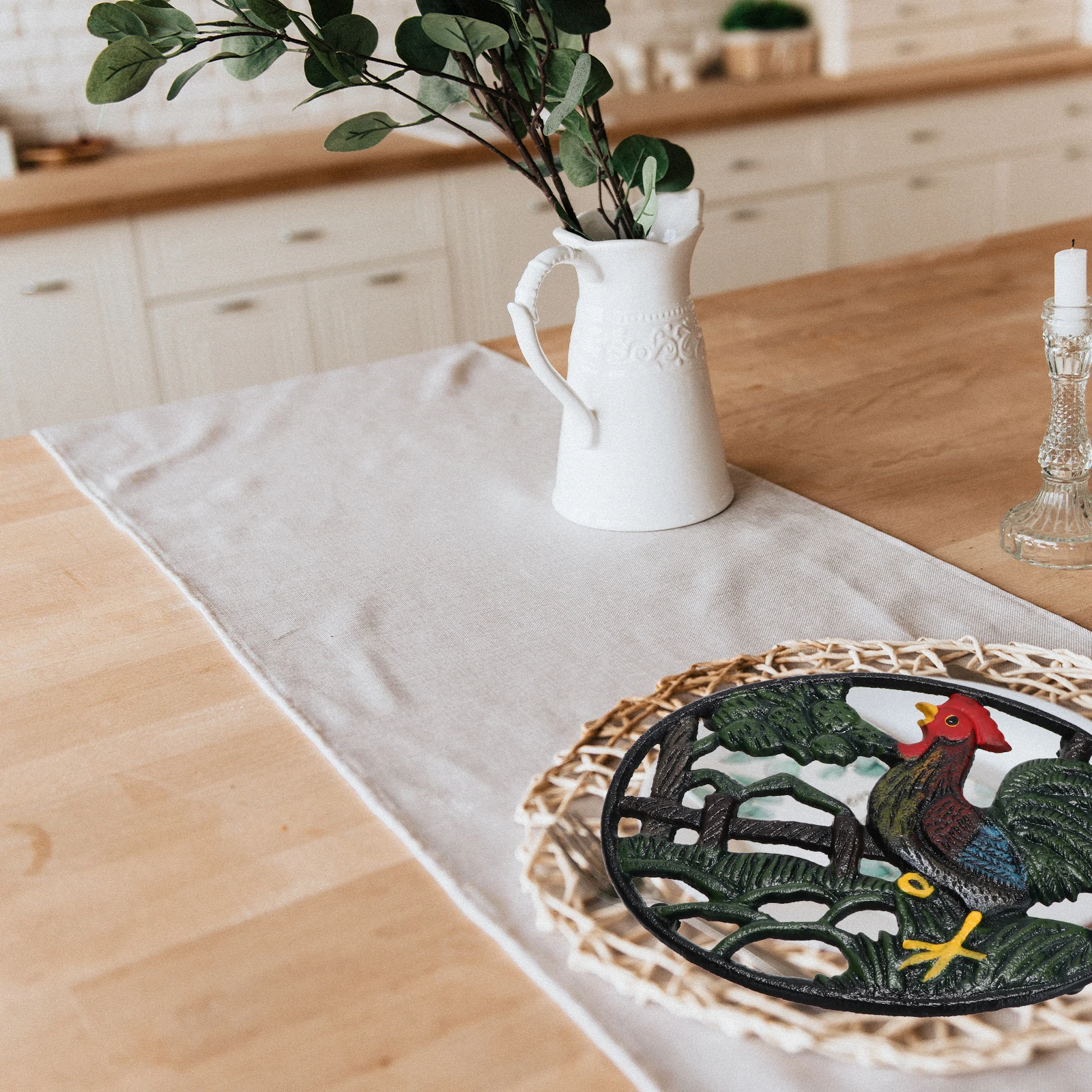 

Rooster Thermal Insulation Pad Trivet Pot Pots Garden Peacock Decorative Placemat Cookware
