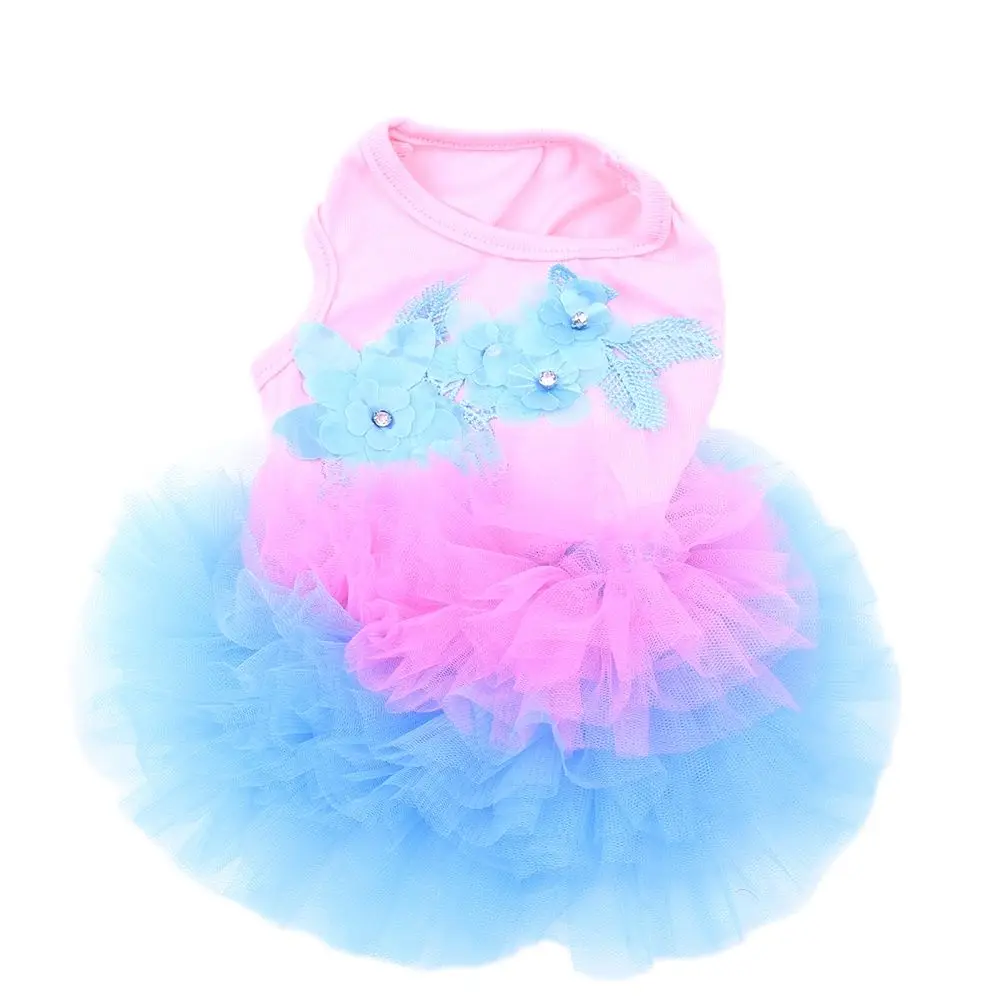 Dog Dress Cat Tutu Flowers Lace Design Pet Puppy Skirt Spring/Summer Clothes Apparel 3 Colours