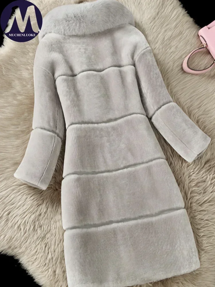 Cappotto di pelliccia Donna Autunno Inverno Nuovo elegante colletto in pelo di volpe imitazione Cappotto di pelliccia caldo Moda coreana Cappotti di peluche artificiali slim fit