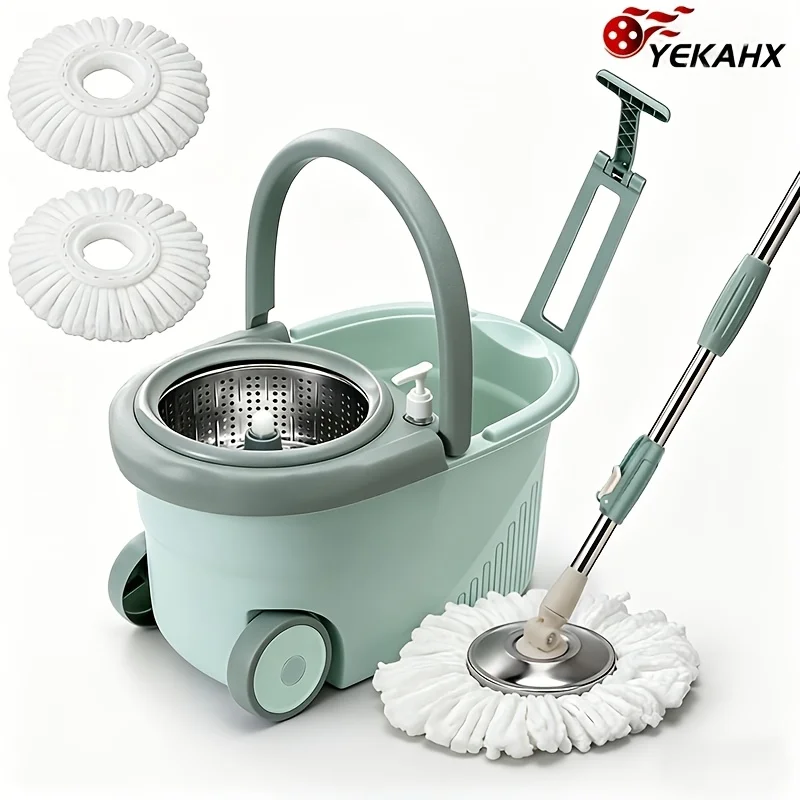 

Household Dual Drive Rotating Mop And Bucket Set, Rotating Mop, Hands-Free Washing Mop, Dual-Use for Dry And Wet, Dust Removal M