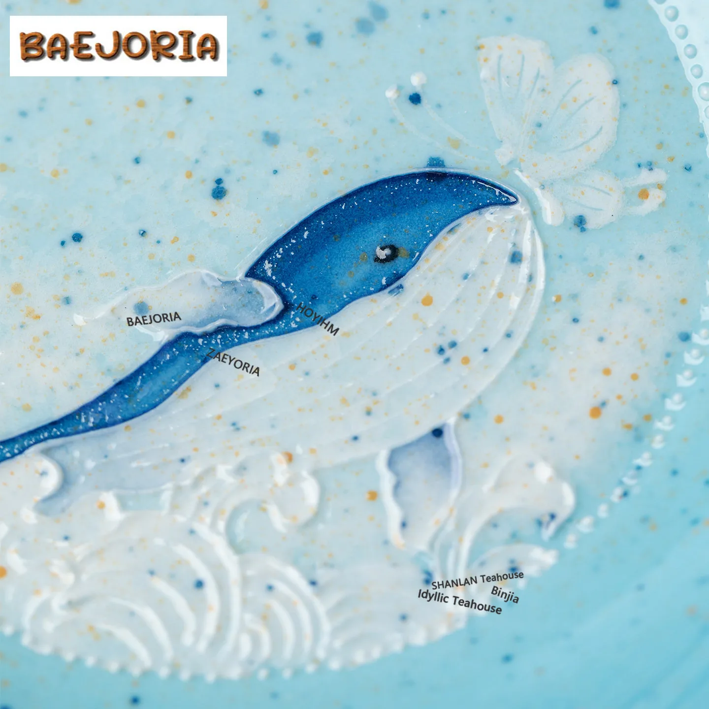 BAEJORIA Blue Hand-painted Wave Pattern Pot Bearing Holder Zisha Pot Tray Dry Brew Table Tea Tray Coasters Tableware Ornaments