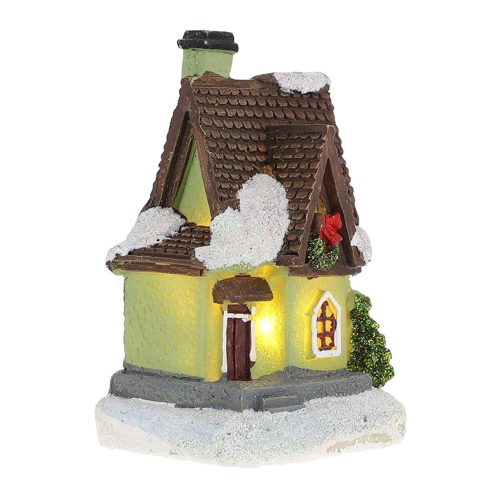 

Resin Mini House Sculpture Christmas Dollhouse Operated Light Up Snow Scene Glowing Villa Miniature Statue Holiday Gift