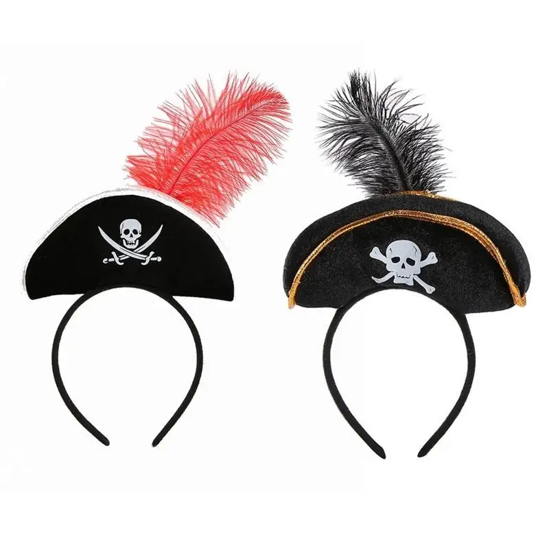 652F Halloween Pirate Headband Halloween Hair Hoop Hairband Pirate Cosplay Headpiece Day Of The Dead Headband Costume