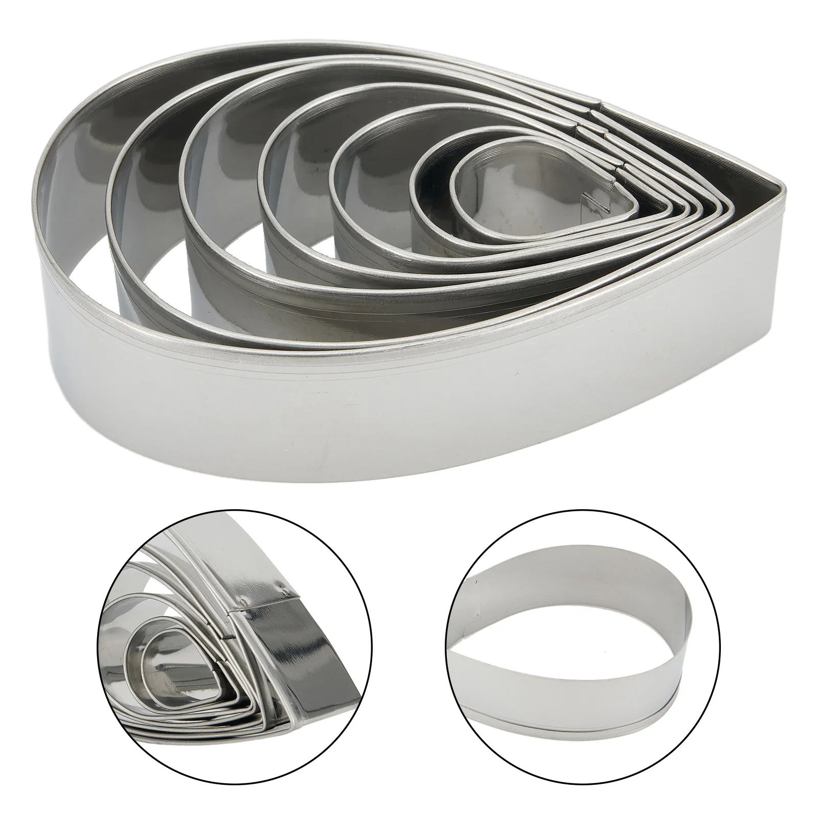 Rose Cutter Water Drop Shape Cookie Cutter Set with 7 Stainless Steel Fondant Flower For Mold Stencils for Baking and Candy Use