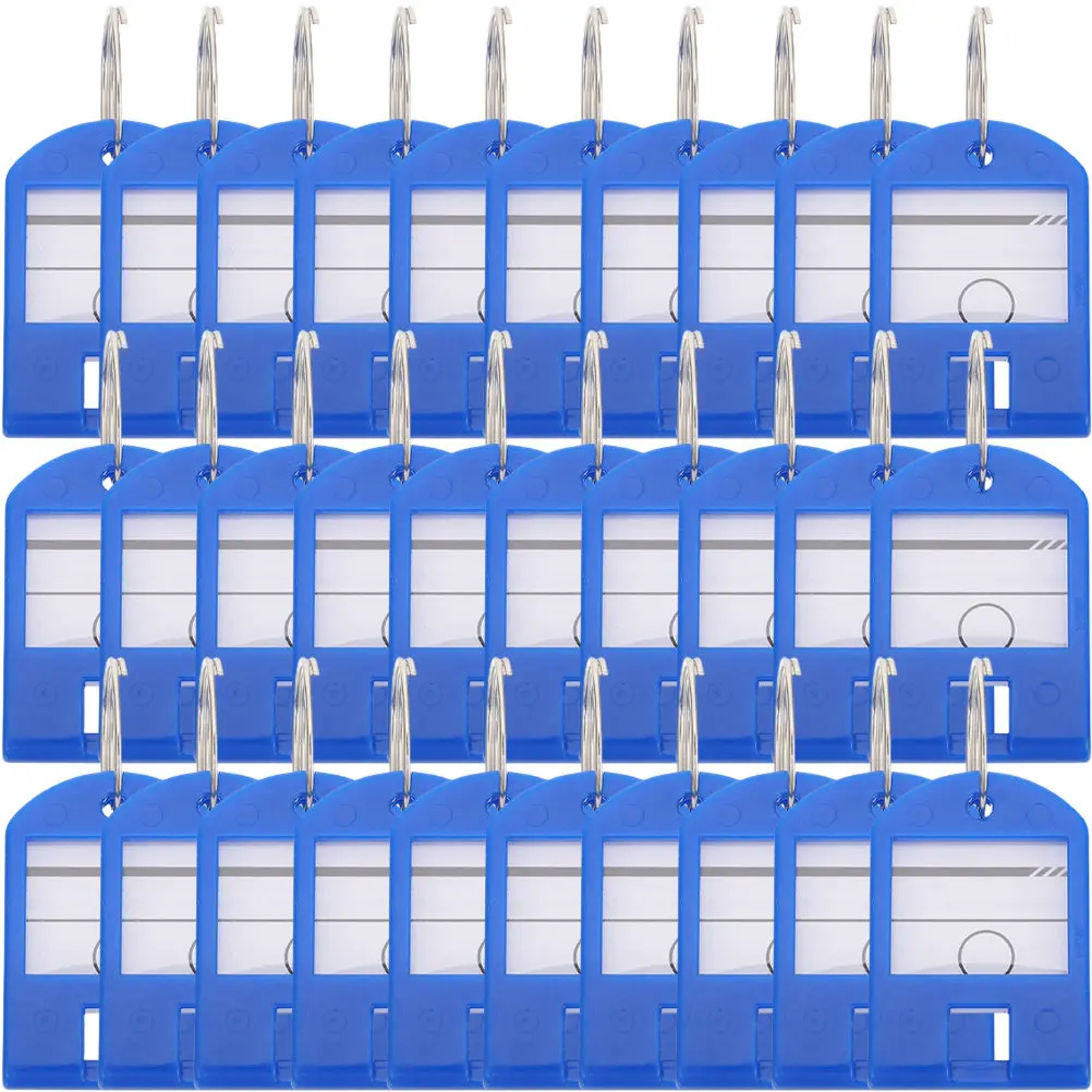 35pcs Colorful Plastic Key Tags with Writeable Labels & Protective Covers for Luggage, Bag, Travel Organizers