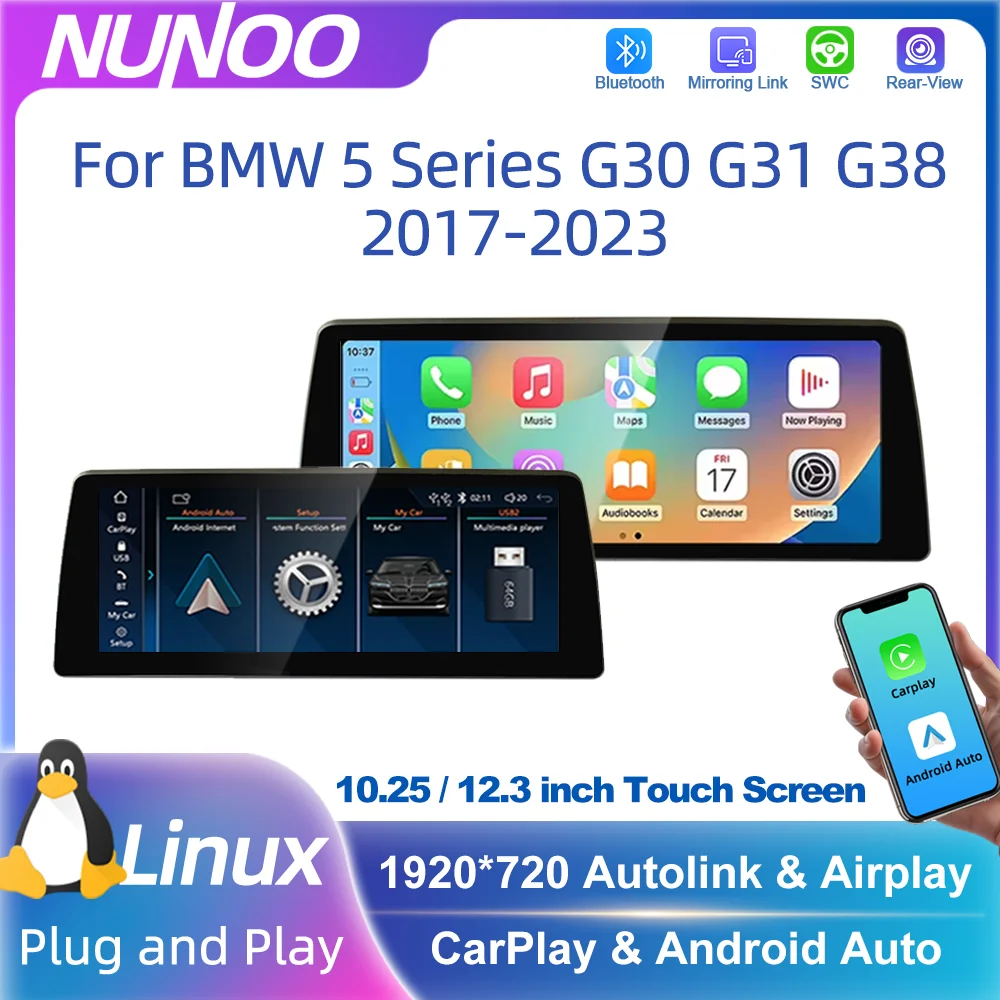 Nunoo Linux CarPlay For BMW 5 Series G30 G31 G38 2017-2022 Auto Android Radio Car Multimedia Player GPS Stereo WIFI Head Unit