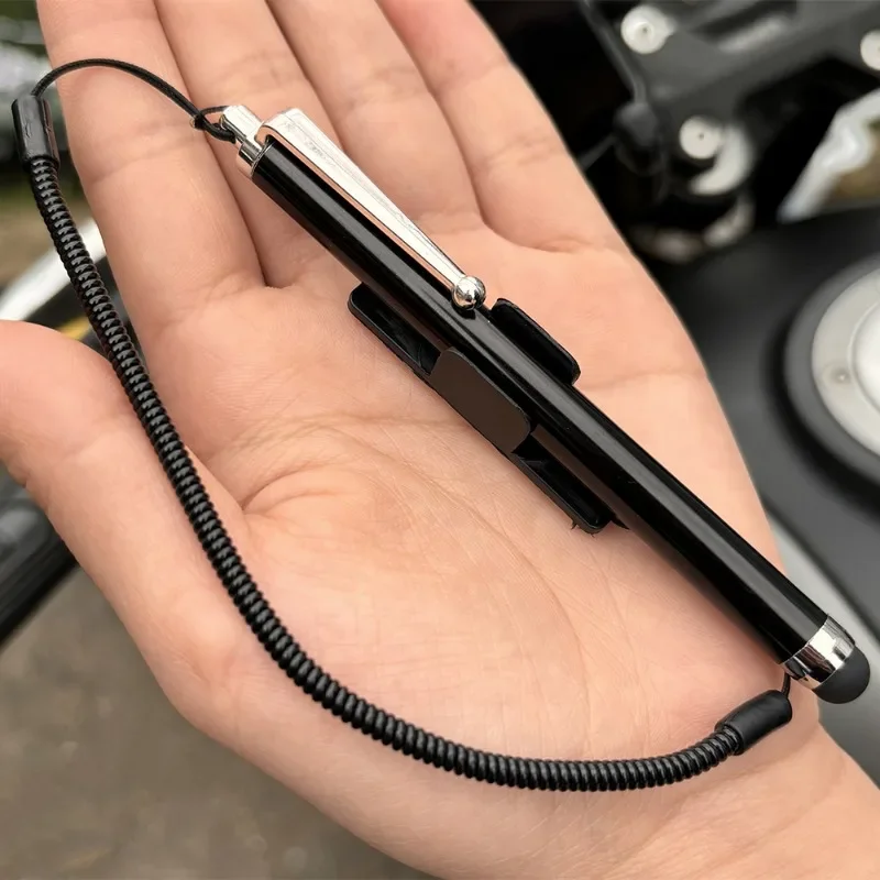 Motorcycle Capacitive Pen Cycling Stylus Car Console Screens Stylus with Spring Rope Pen Clip Capacitive Screen Handwriting Pen