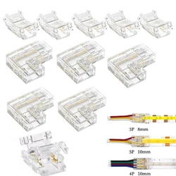 COB Led Strip Connector Light Strip Wire Connectors 2 3 4 Pin L-shaped For 5 8 10mm Width PCB Single Color RGB CCT Strip