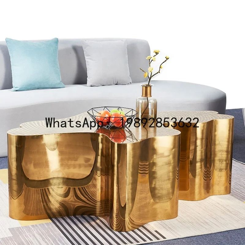 6ZZHot Sale Irregular Tree Trunk Shape Coffee Tables Gold Stainless Steel Center Tables Light Luxury Style Tea Tables