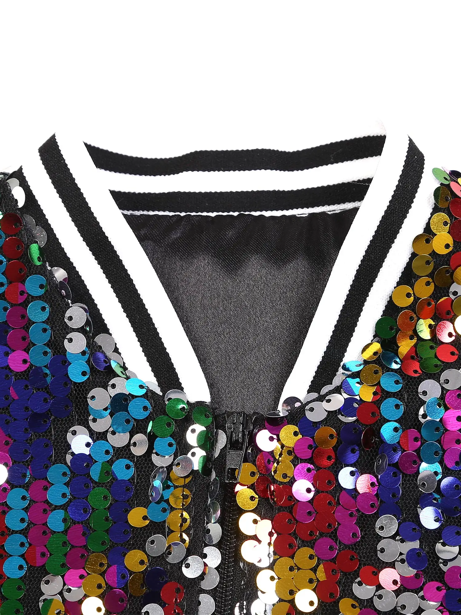 6-16Y الفتيات لامعة الترتر الهيب هوب الجاز شارع الرقص البيسبول سترة سحاب أكمام طويلة منفذها معطف لأداء الحفلات المدرسية