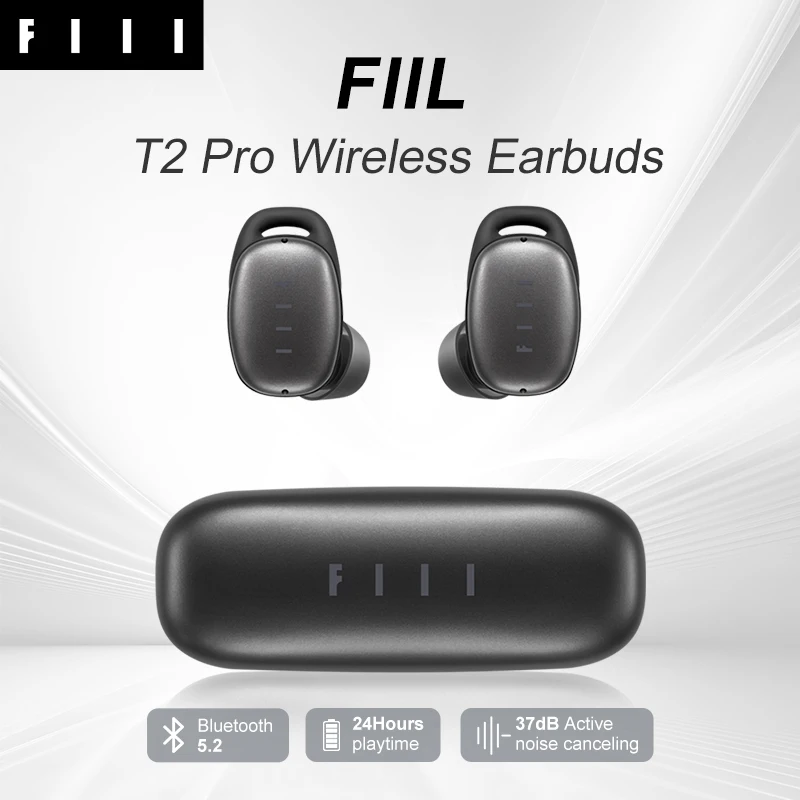 

Fiil T2 pro wireless earphone dual-mic 37db hybrid ANC Bluetooth 5.2 TWS ENC headphones hi-fi earphones fast wireless charging