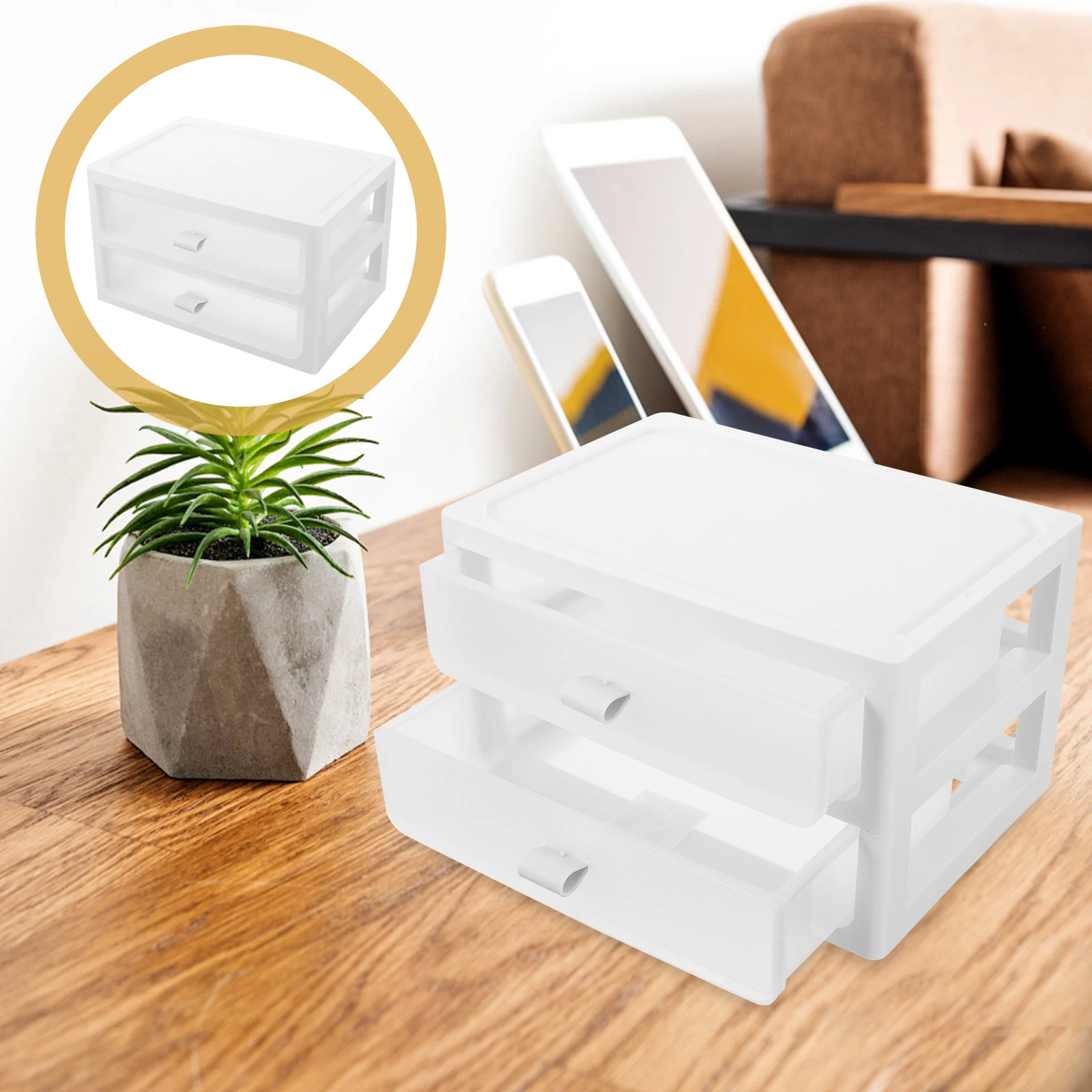 

Desk Organizers and Storage Drawers White Two Layers Transparent Plastic Box for Desktop Office Home Efficient Organization