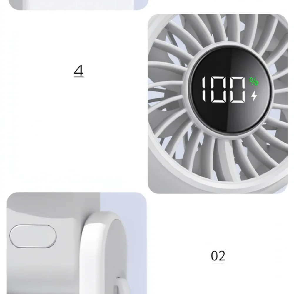 Foldable Turbo Portable Fan Digital Display Desktop Blower Rechargeable Quiet Personal Cooler For Outdoor Use
