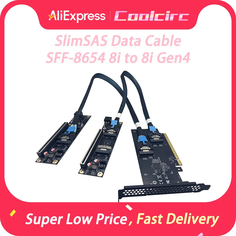 COOLCIRC Discrete GPU Graphics Card U.2 SSD Extension Adapter  PCI Express 4.0 X16 to SlimSAS SFF-8654 8i Converter Riser Cables