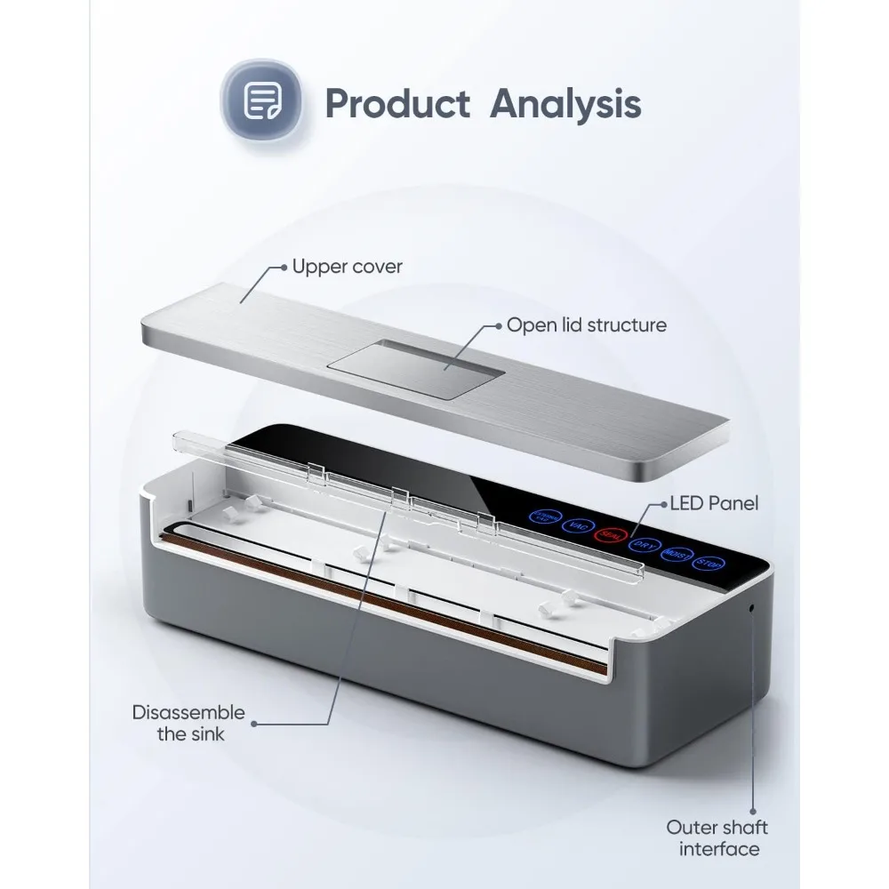 Máquina seladora a vácuo automática completa, 95Kpa, umidade seca, preservação de alimentos, luzes indicadoras LED