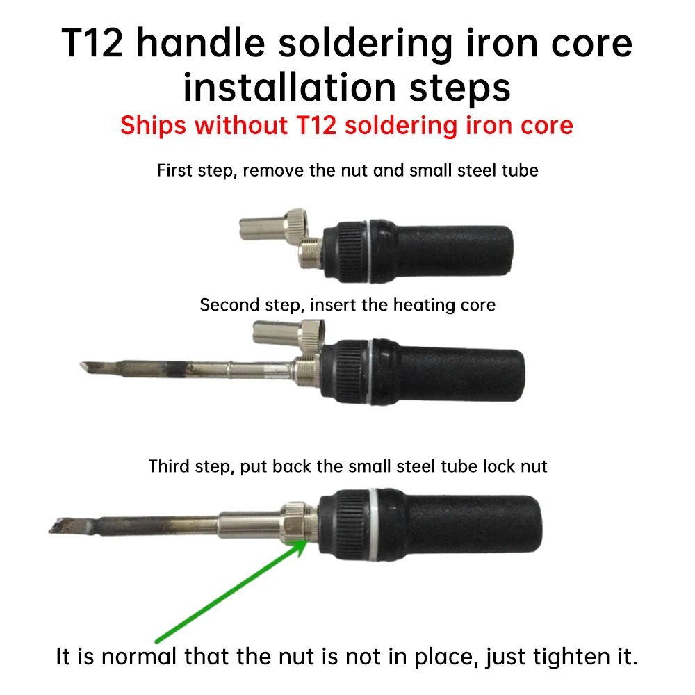 DC12~26V T12 Soldering Station Handle Accessories Quick Heat 200~450℃ Adjustable Temperature Electric Soldering Iron Handle