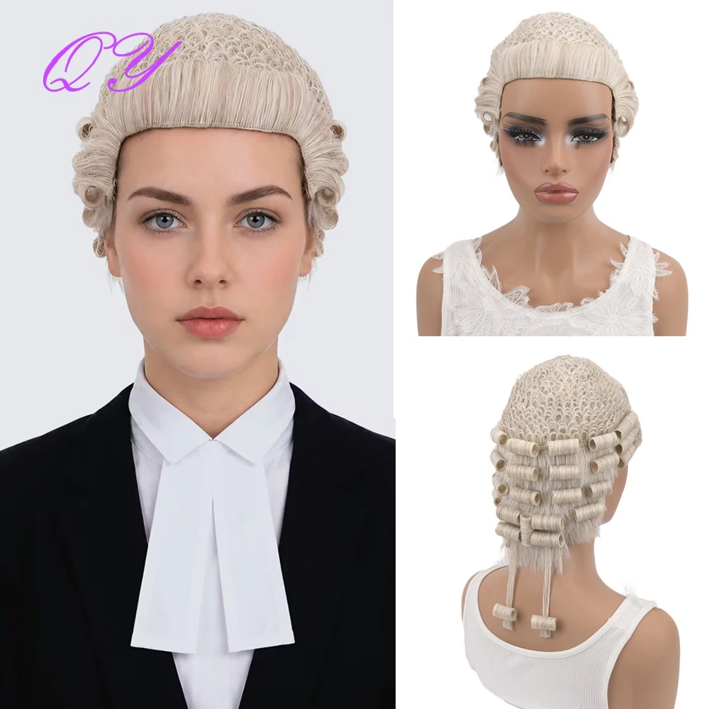 Perruque classique britannique pour femme, style avocat, design bouclé vintage, pour avocat, juge, costume, usage quotidien, Halloween ou déguisement de cour