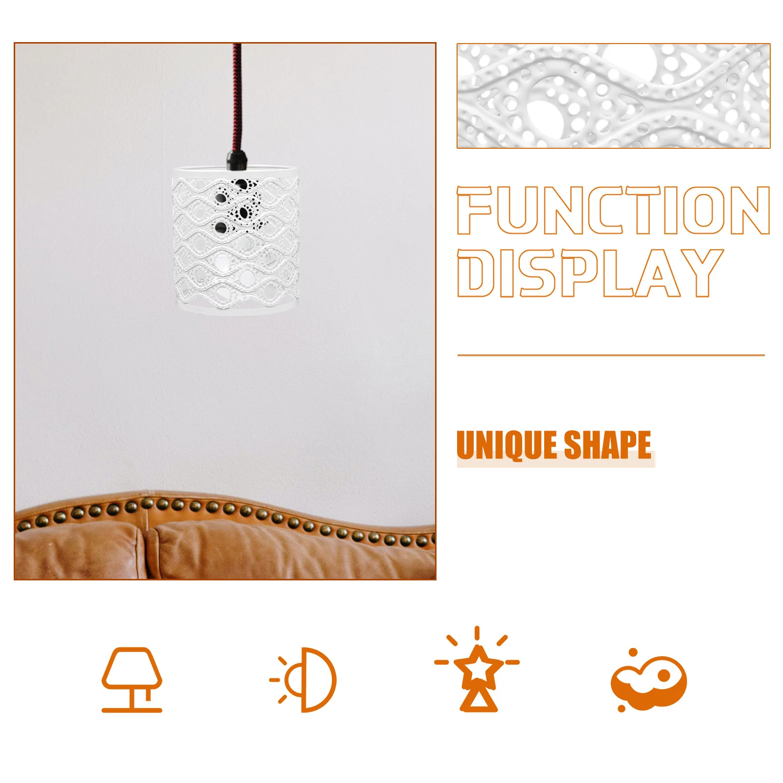 

White Lampshade Iron Chandeliers Craft Shades Floor Cylindrical Decorative Durable Creative Bedroom Living Room