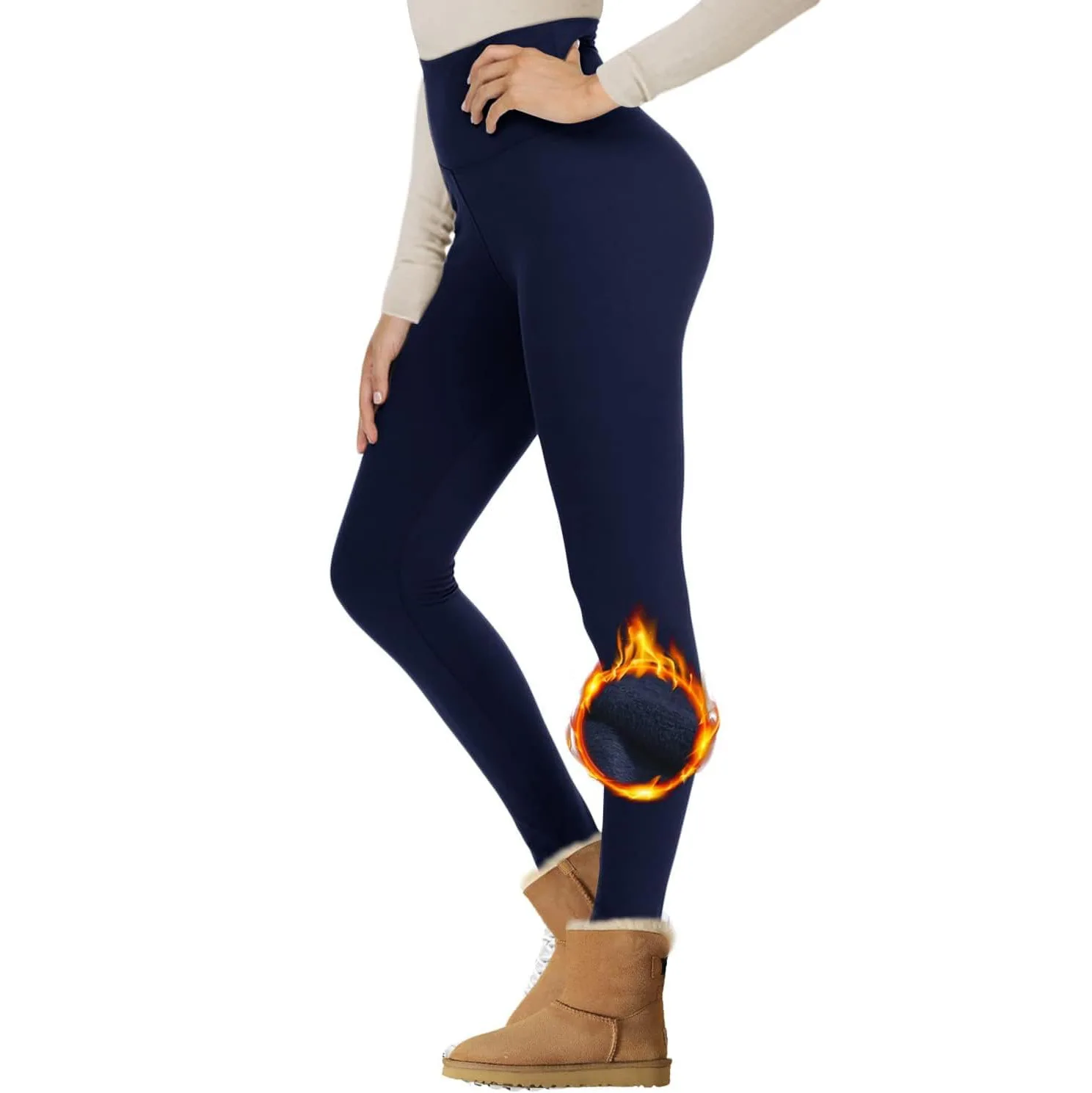 Leggings taille haute en peluche pour femmes, pantalons de sport chauds, pantalons de yoga à neuf points, coupe couvertes, solide, longueur de rinçage