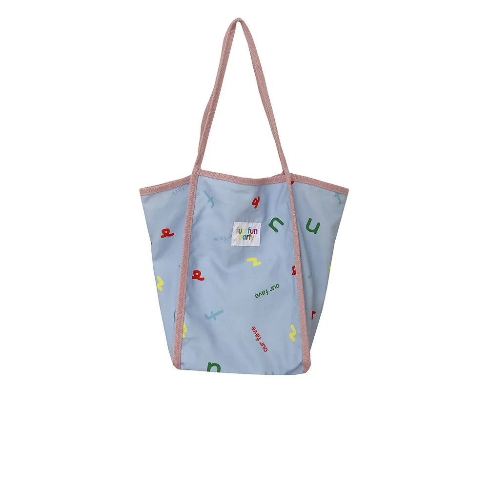 

Многоразовая повседневная шикарная сумка-хобо, легкая сумка для покупок с буквами и героями мультфильмов, большая вместительная портативная сумка-корзина цвета допамина для покупок