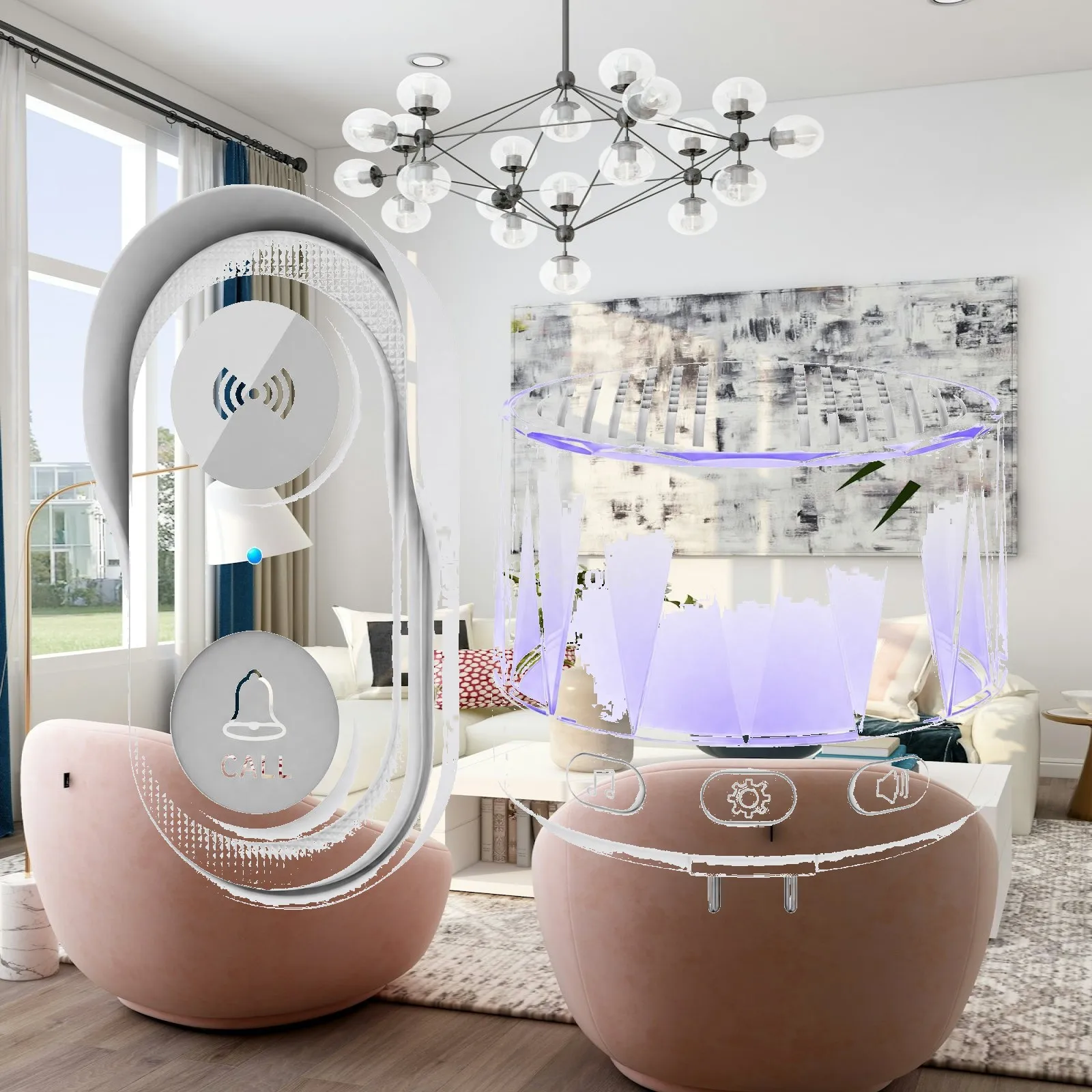 Chime With | 4 Adjustable Volume Levels chime System, 38 Selectable Melodies, for Home
