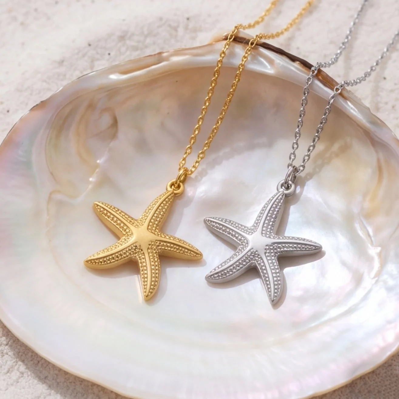

Chamica Gold Starfish Necklace 14K Gold Plated Dainty Ocean Pendant Necklace for Women Beach Summer Jewelry Gifts