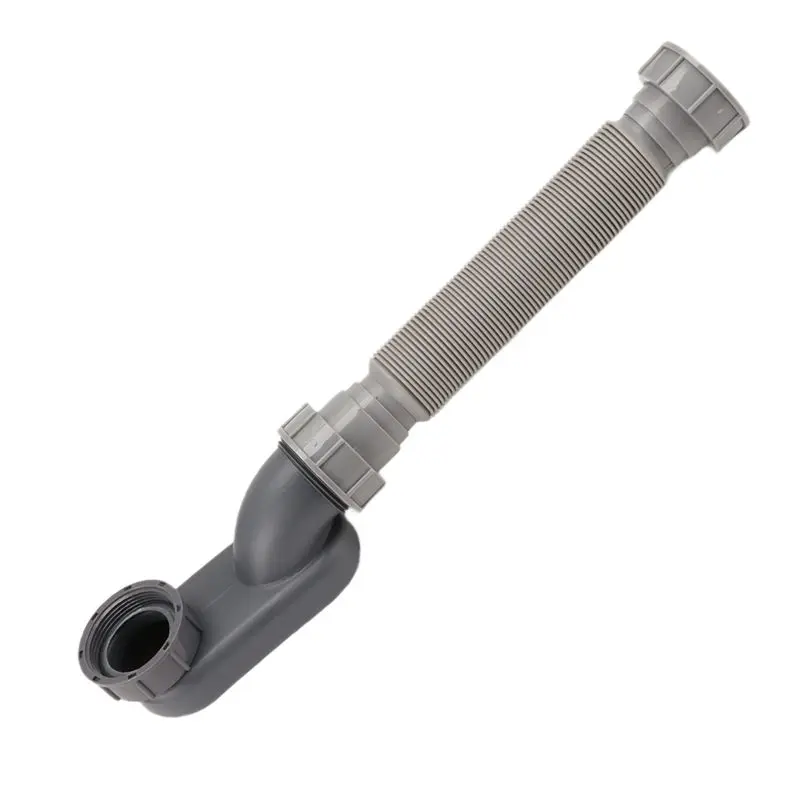 ABGG-Gray Bathtub Shower Drain Pipe Flat P Trap Free Standing Tub Drain For Bath Bathtub Drain