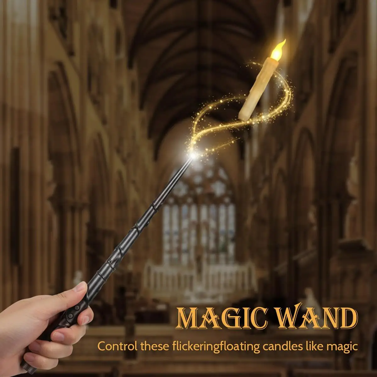12/20PCS Floating Candles with Wand Remote Magic LED Hanging Taper Light Battery Operated Warm Yellow Candle Wedding Atmosphere