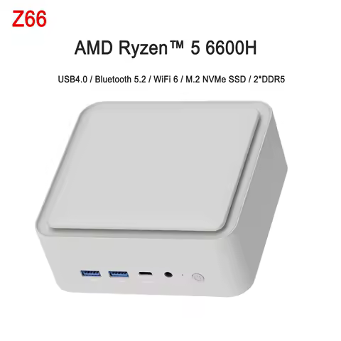 SZBOX Z66 Ryzen 5 6600H MINI PC Windows 11 Pro DDR5 5600Mhz M.2 2280 NVME SSD PCIE3.0 USB4.0 WIFI6 BT5.2 Game Office Computer