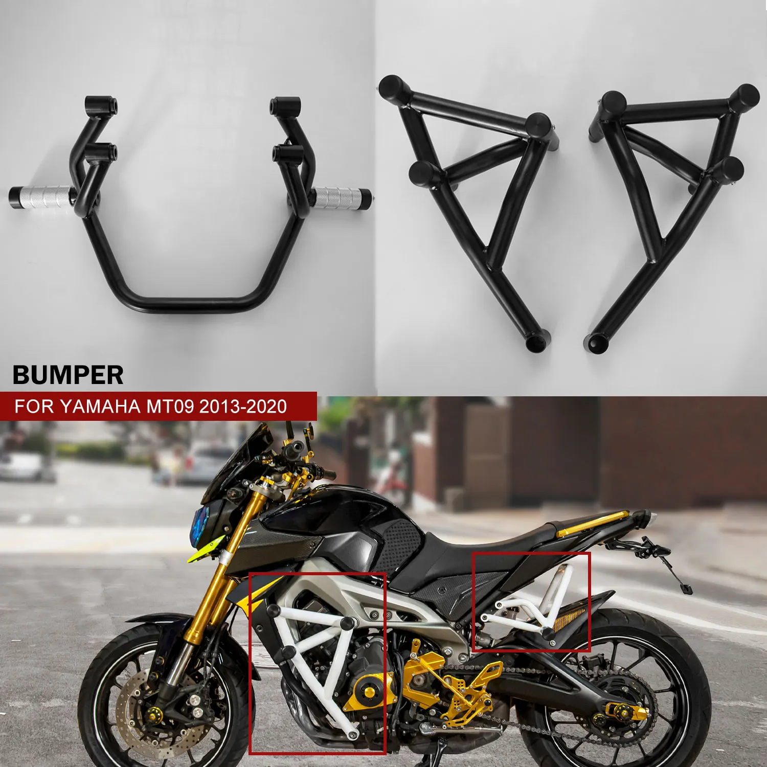 

Motorcycle Bumper Crash Bar for Yamaha MT09 2013-2020 Steel Falling Protector Engine Frame Pretection Guard Parts Accessories