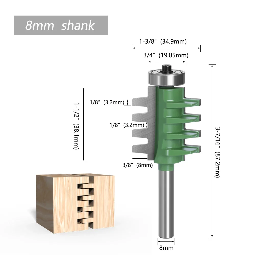 8mm Shank Router Bits Finger Joint Glue Milling Cutter for Wood Tenon Woodwork Cone Tenon Milling Tenoning Machine Tools