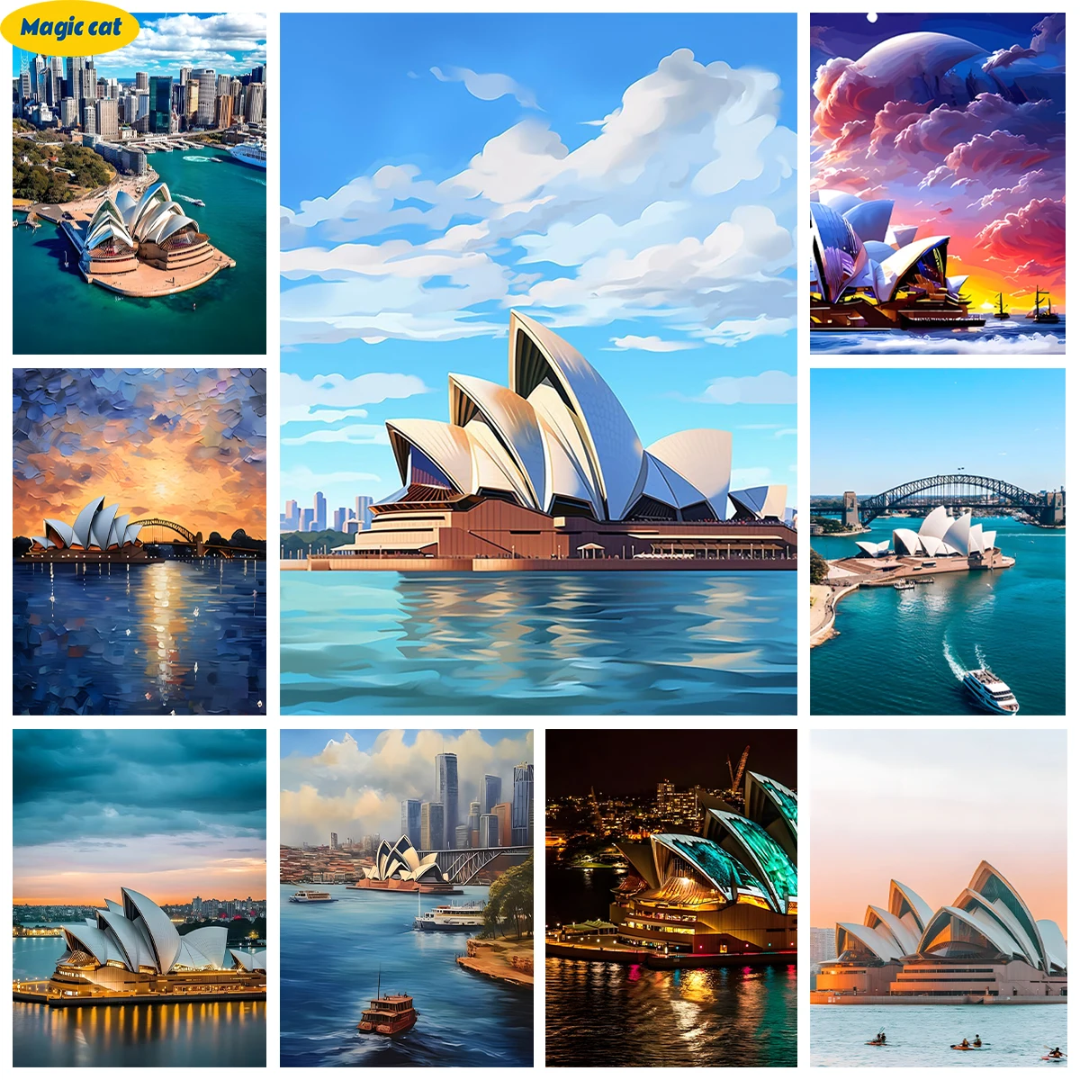 Sydney Opera House AB Diamond Painting Kit Architecture Landscape Diy Diamond Embroidery Cross Stitch Hand Mural Home Wall Decor