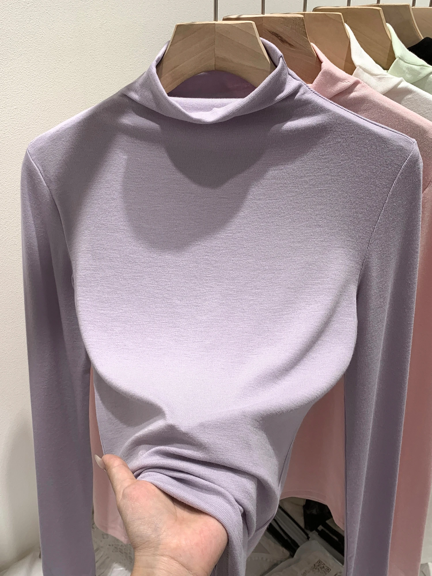 Korean Style Half High Collar Slim Fit Long Sleeve Base Shirt Women's Autumn Winter New Style Inner Wear Advanced Feeling Top
