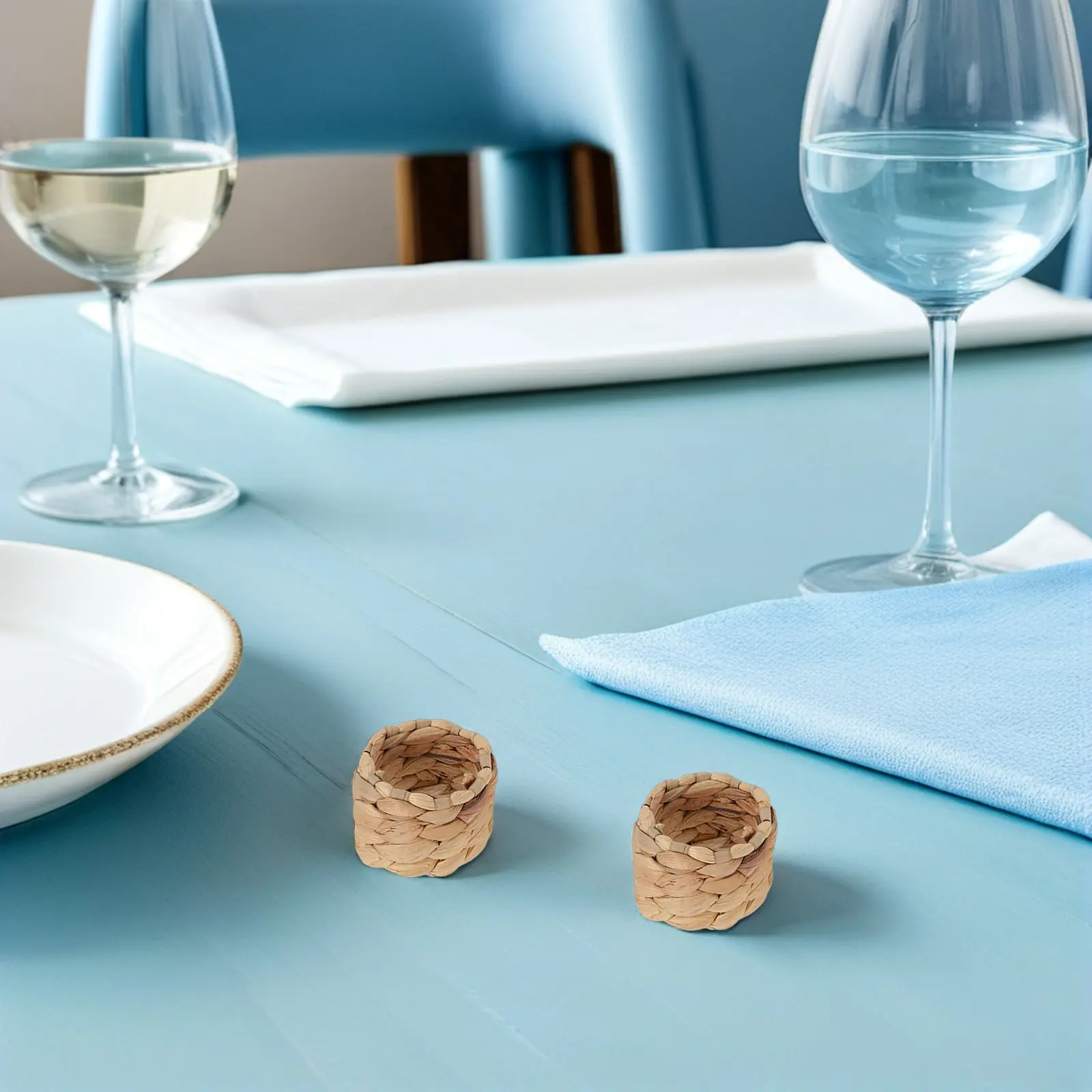 15 pièces de ronds de serviette rustiques, ronds, tressés à la main en jonc de mer et en osier, style ferme et bohème, pour mariage, fêtes, Thanksgiving et table