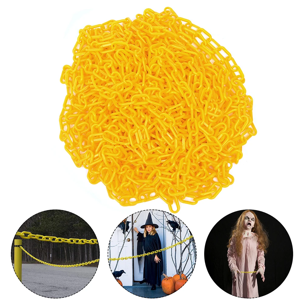 Plastic Chain Links 910M Yellow Crowd Control Chain Waterproof Safety Barrier For Indoor Outdoor Use Halloween Wedding
