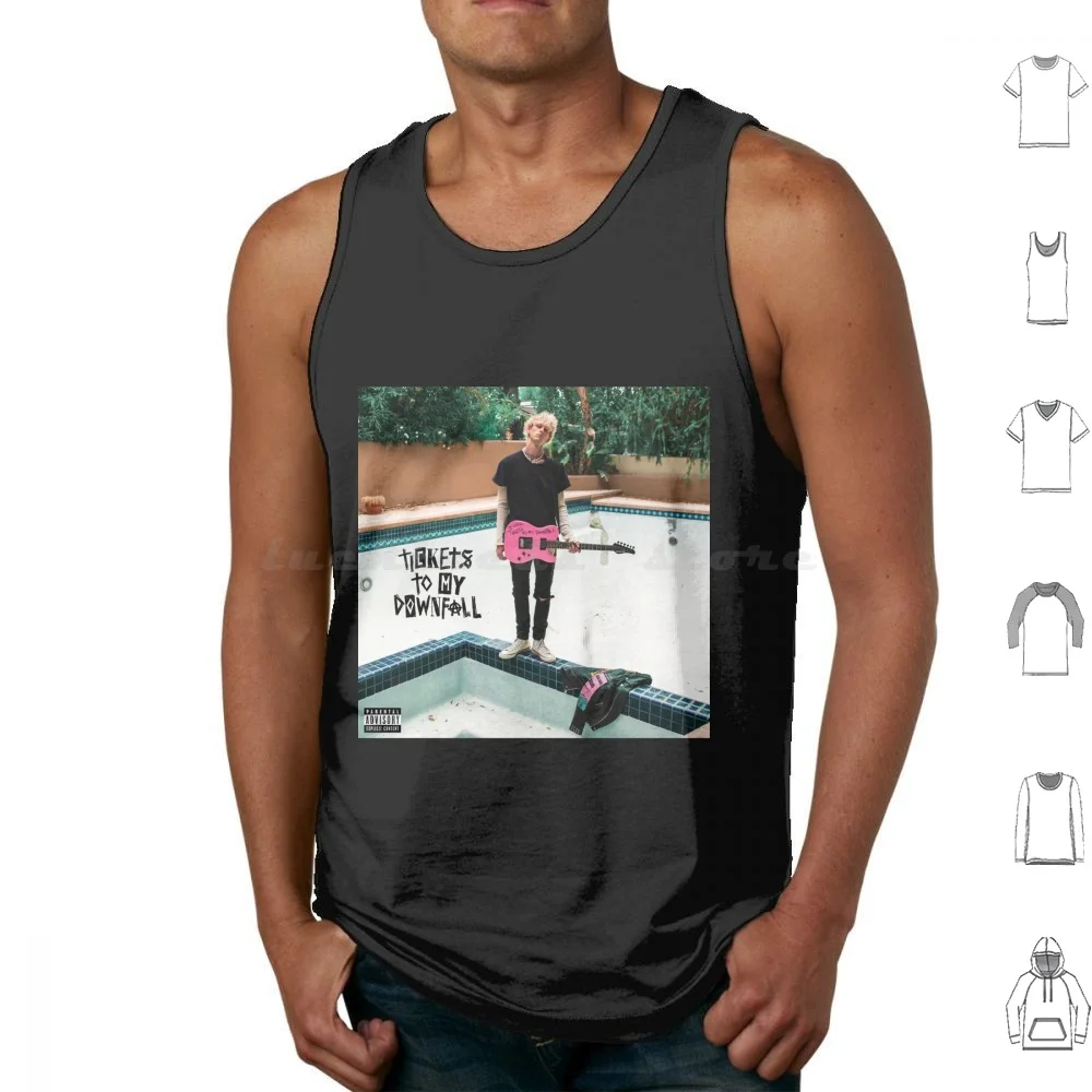 In Swimming Pool Albums Cover Tank Tops Print Cotton Music Mgk Rap Machine Gun Stye Rapper Tattoo Albums Machine Concert