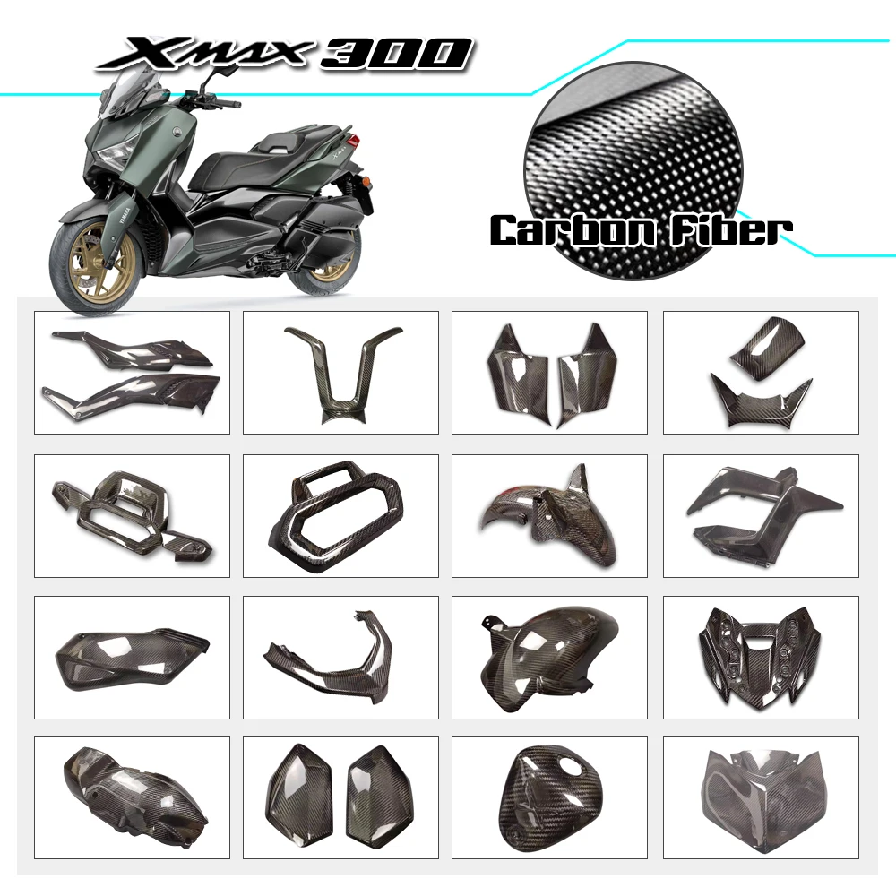 100% Carbon Fiber for YAMAHA Xmax 300 Xmax300 2023+ 2024 Motorcycle Scooter Fairing Side Rear Front Panel Cover Fender Bodywork