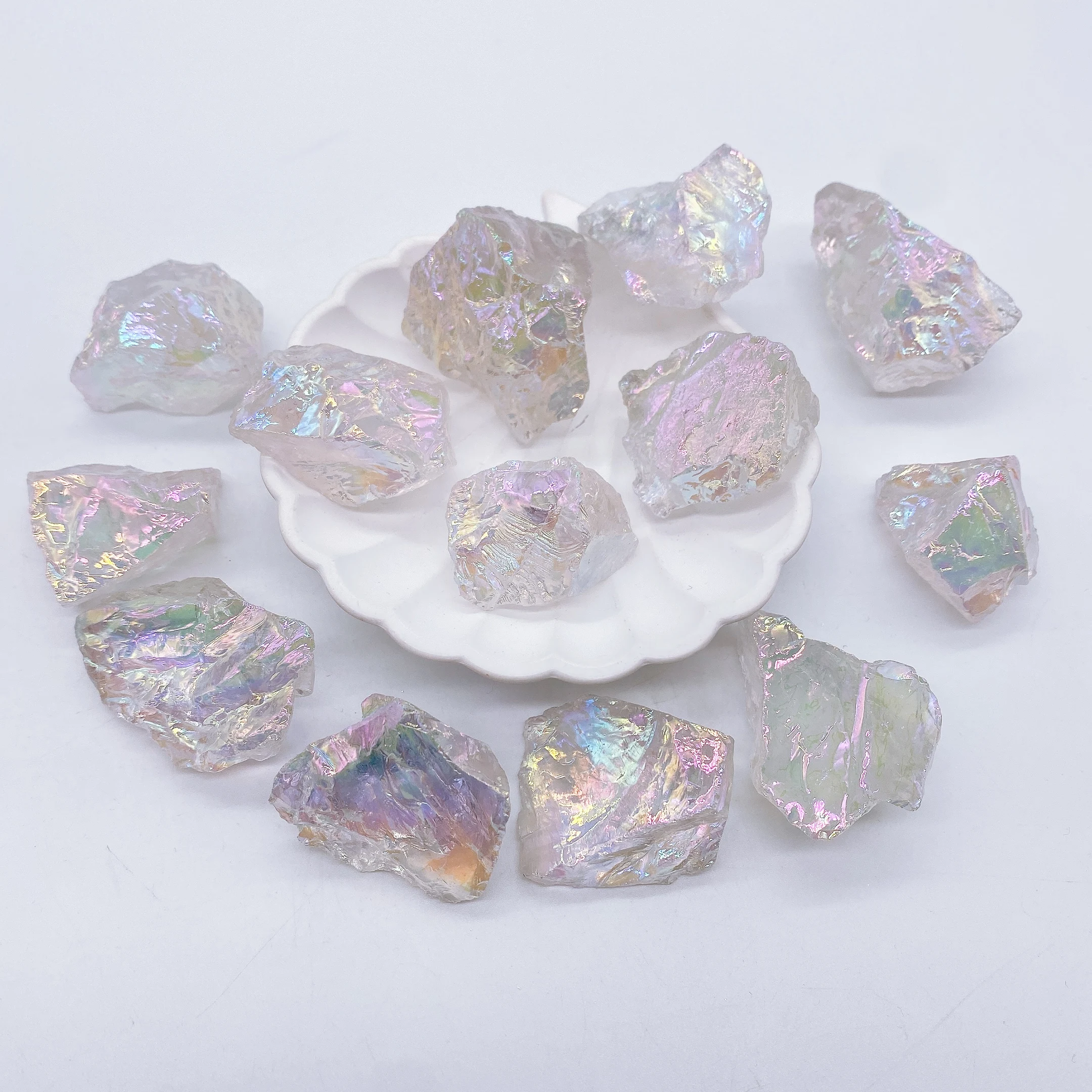 Natural Crystal Raw Stone High Quality Aura Clear Quartz Electroplated Gems Jewelry Glitter Crystal Healing Home Decor Gift
