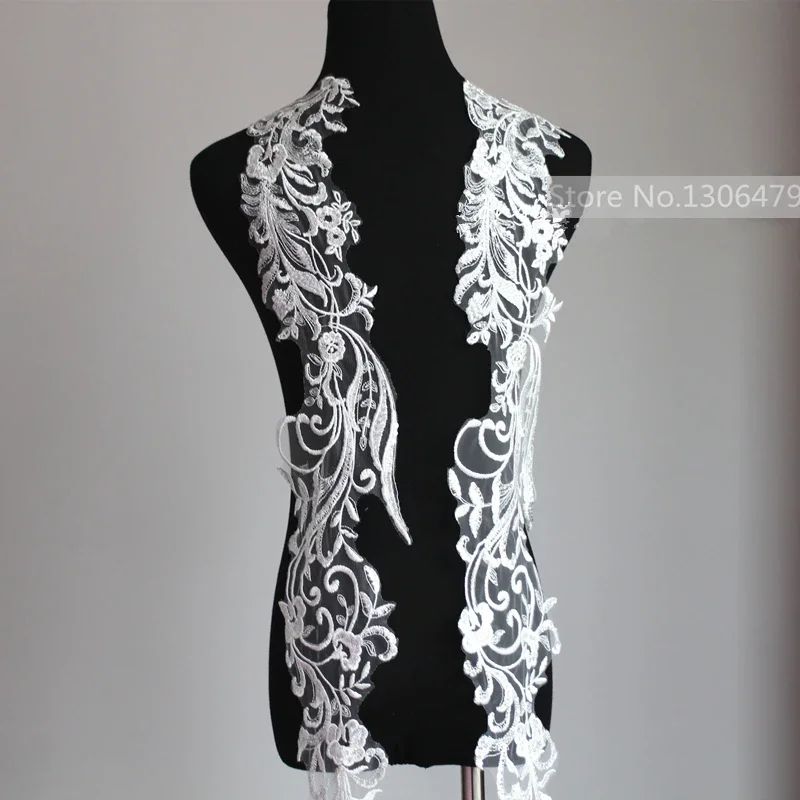 

2 Pieces, New Sequined Lace Decal Embroidery Accessories, Handmade DIY High-end Wedding Dress Background Decoration Accessories