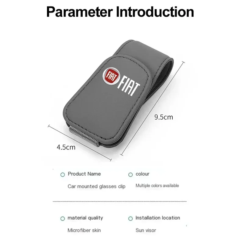 1Pc Leather Car Sun Visor Glasses Clip Multi-Function Card Holder for Fiat Abarth 500e Tipo 500 Sunglasses Case Auto Accessories