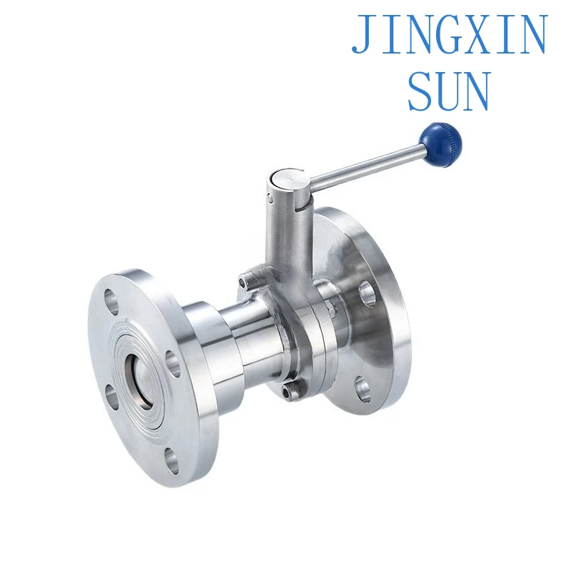 304 Stainless Steel Butterfly Valve for Sanitary Flange Connection Manual Butterfly Valve for Food Pharma Chemical Industry