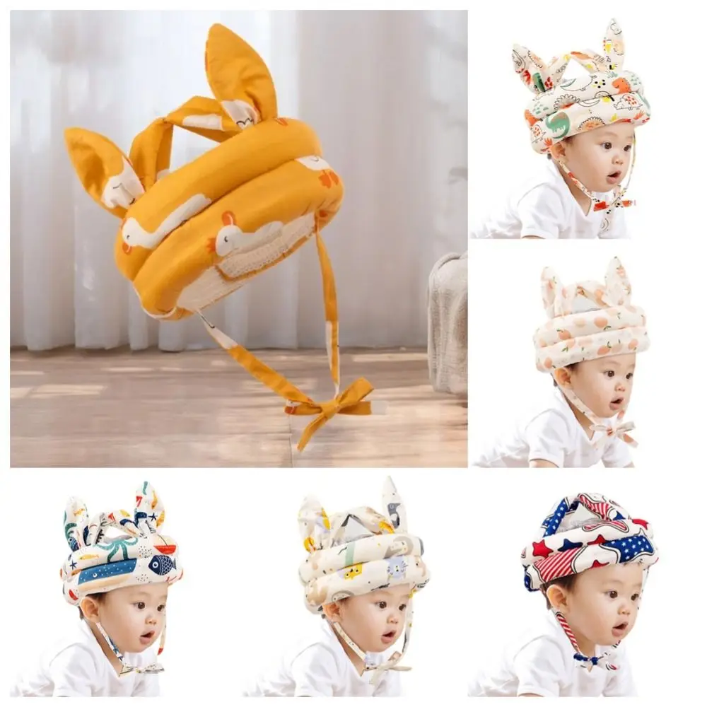 

Модные дышащие защитные головные уборы для малышей, регулируемый безопасный шлем против падения, губка, хлопковые шапочки для младенцев, подарок